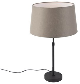 Lampa stołowa regulowana czarna klosz lniany szarobrązowy 35cm - ParteWiejski/ Rustykalny / Vintage Oswietlenie wewnetrzne