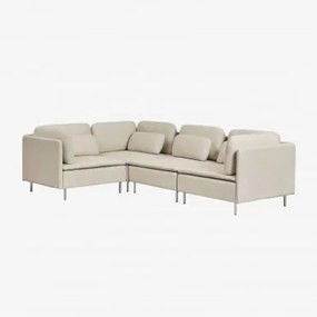 4-częściowa Narożna Sofa Modułowa Oriol Tkaniny Beżowy Krem - Sklum