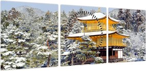 Obraz - Kinkakuji, Japonia (z zegarem) (90x30 cm)