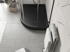 Mexen Flow+ brodzik półokrągły asymetryczny lewy 100 x 90 cm, czarny mat - 46Q709010LH