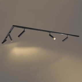 Nowoczesny system oświetlenia szynowego z 5 czarnymi reflektorami jednofazowymi - Iconic Ivy