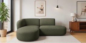 Narożnik w kształcie L Luna, tkanina Lins, Zielony, Lewy