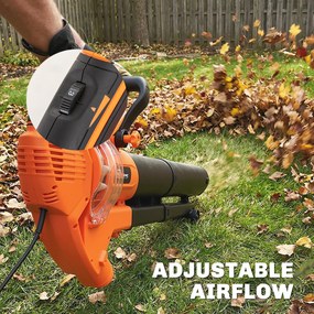 Outsunny Elektryczna dmuchawa i odkurzacz do liści 3000W 3 w 1 z workiem 40L, 4 kołami, regulowanym paskiem na ramię, pomarańczowy | Aosom PL