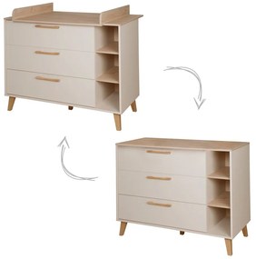 Kremowa/w naturalnym kolorze komoda dziecięca w dekorze dębu z przewijakiem 117x103x78 cm Jil – Roba