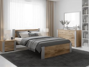 Łóżko IKAROS 90 x 200 cm, dąb artisan/szary Stelaż: Bez stelaża, Materac: Materac Sommera