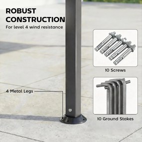 Outsunny Pawilon 3,2x3,2 m Stabilny Zimowy Pawilon Ogrodowy z rozszerzanym dachem, dwuwarstwowym dachem, ciemnoszary | Aosom PL