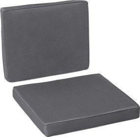 Outsunny Zestaw 2 poduszek na siedzisko 56 x 52 cm, Poduszki na krzesła z zamkiem, Pokrycie z materiału, 7 cm grubości, Możliwość prania, Ciemnoszary