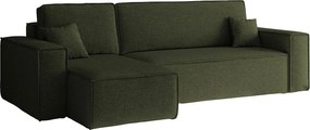 Narożnik BEST L z funkcją spania i pojemnikiem, tkanina Neve, Oliwkowy, Lewy
