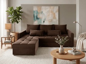 Brązowa rozkładana narożna sofa ZENOVA 220x140 cm, dwustronna