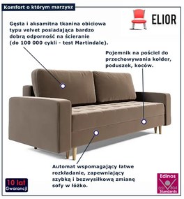 Jasnobrązowa sofa rozkładana z pojemnikiem W8-P94