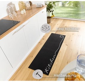 Czarny chodnik Zala Living Kitchen, 50x150 cm