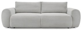 Jasnoszara sztruksowa rozkładana sofa 257 cm Lucien – Bobochic Paris