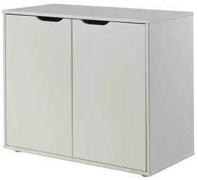 Białe podwyższone łóżko dziecięce z litego drewna sosnowego ze schowkiem i stelażem 90x200 cm Scott – Vipack