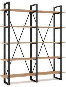 Czarno-naturalny regał w dekorze dębu 150x180 cm Aviva – Marckeric