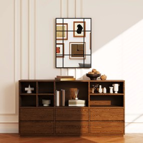 HOMCOM Lustro ścienne, dekoracyjne lustro z metalową ramą, czarne paski, szkło warstwowe, 50B x 2T x 70H cm | Aosom PL