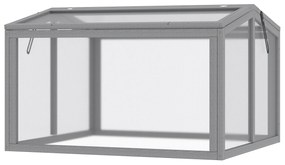 Outsunny Szklarnia Ogrodowa z Drewna i Poliwęglanu Jasnoszara Odporna na Pogodę 90x80x58cm | Aosom PL