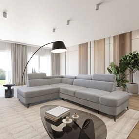 Masseno Narożnik AVISE z funkcją spania i pojemnikiem na pościel Narozniki L, Rozkładana sofa - Jasnoszary, MONOLITH 84