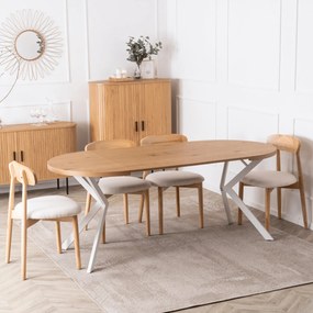 Stół Okrągły Rozkładany DORIAN 80-160 cm Dąb Złoty/Biały Skandynawski