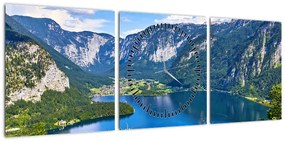 Obraz - Hallstätter See, Hallstatt, Austria (z zegarem) (90x30 cm)