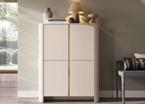 Komoda Solvero 3-drzwiowa kaszmir / dąb vicenza – minimalistyczna, push to open