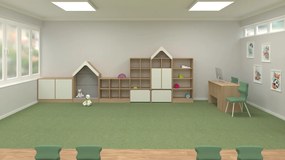 Regał przedszkolny domek tapicerowany Blox 110 index 2P-3R-DT