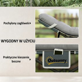 Outsunny Łóżko polowe składane z materacem, poduszką i boczną kieszenią 190 x 65 x 37 cm do 150 kg Jasnoszary