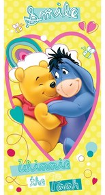 Żółty bawełniany ręcznik dziecięcy 70x140 cm Winnie the Pooh "Smile" – Jerry Fabrics