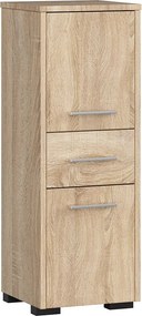 Kolumna łazienkowa, 2 drzwi, 1 szuflada, 140 x 30 x 30 cm, Dąb Sonoma