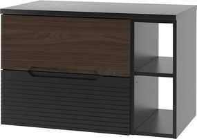 Zestaw Łazienkowy 80cm Szafka z Blatem Regał Czarny Mat / Orzech Avella