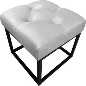 Pufa CHESTERFIELD tkanina Welur loft ławka podnóżek metal : Kolor Stelaża - Czarny , Kolor tkaniny - VELVET - MG39, Typ tkaniny - Velvet