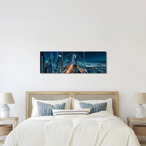 Obraz  - Noc w Dubaju (z zegarem) (90x30 cm)