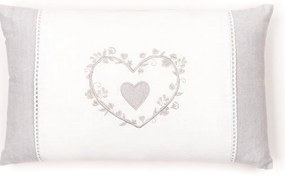 Poduszka dekoracyjna do salonu CONSTANCE, haftowane serduszko, bawełna, 30 x 50 cm