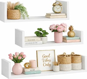 Komplet 3 Białych Półek Ściennych H7-P75