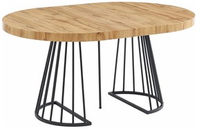 Rozkładany stół jadalniany  2-12-osobowy z MDF i stali – kolor naturalny i czarny – FIRELA