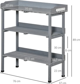 Outsunny stół ogrodniczy do roślin szary metalowa powierzchnia robocza 76x37x89cm | Aosom PL