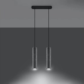 Lampy wiszące industrialny Solvix, beton - 2 źródło światła 3000K - L.30 x H.90 cm - szary