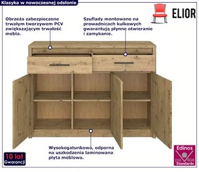 Duża trzydrzwiowa komoda dąb artisan - Toreso 3X