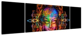 Obraz - Popiersie Buddy w neonowych kolorach (170x50 cm)