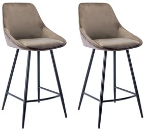 Zestaw 2 stołków barowych MASURIE – welur – kolor taupe