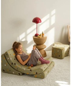 Zielony puf dziecięcy z materiału bouclé/z tkaniny szenilowej Terrazzo Cloud – Wigiwama