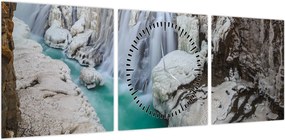 Obraz - Islandzka przyroda (z zegarem) (90x30 cm)
