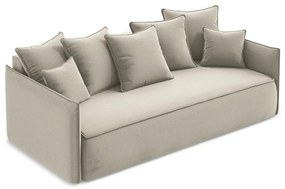 Beżowa aksamitna rozkładana/ze schowkiem sofa 225 cm Hula – Makamii
