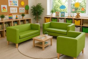 Sofa Monaco : Kolor nogi - Drewno, Kolor tkaniny - EKO-SKÓRA - 5D, Typ tkaniny - Eko-skóra , Wysokość nogi - 20 cm