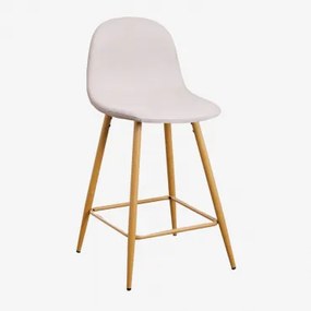 Zestaw 4 Wysokich Stołków Glamm Kremowa & ↑65 Cm & Drewno Naturalne - Sklum