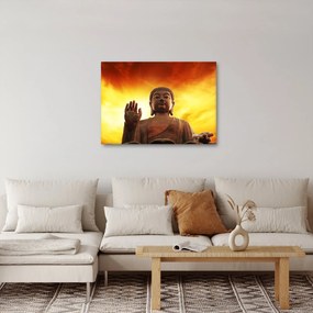 Obraz - Budda z czerwonym i żółtym tłem (70x50 cm)