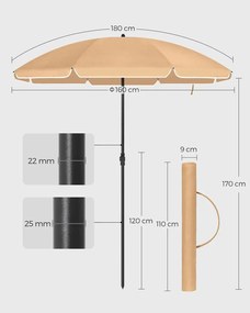 Parasol SOLARA, Ø160 cm, jasnobrązowy (taupe) SongmicsHome