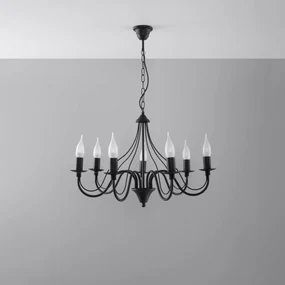 Żyrandol MINERWA 7 czarny SOLLUX  LIGHTING