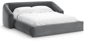 Szare tapicerowane łóżko dwuosobowe ze schowkiem ze stelażem 180x200 cm Campi – Cosmopolitan Design