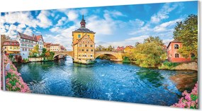 Panel szklany do Kuchni Mosty Starego Miasta o Zmierzchu