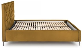 MODULO W5 zagłówek tapicerowany łóżko 160 wezgłowie musztardowy, romby małe